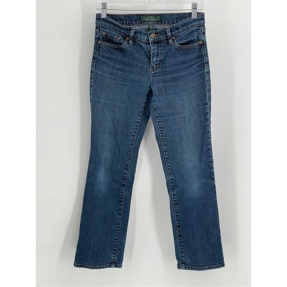 Lauren Ralph Lauren Jeans Women's Size 2 Mid Rise Straight‎ Leg Blue - Picture 1 of 13